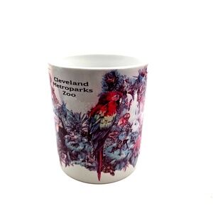 Vintage Cleveland Metroparks Zoo Mug Souvenir Cup White Scariet Macaw Parrot